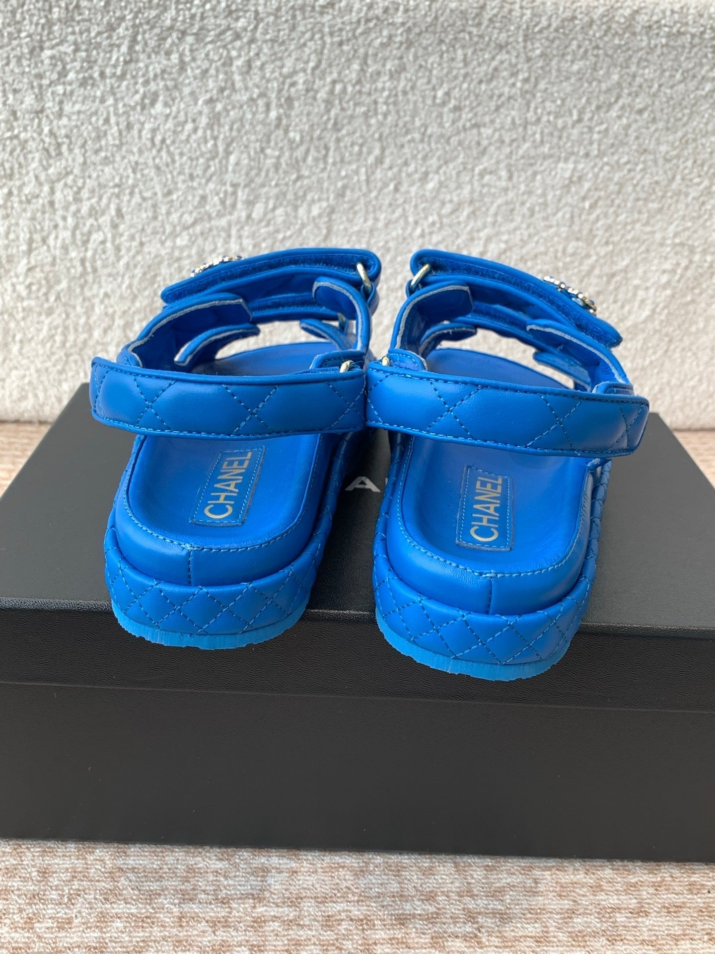 DAD SANDAL IN COBALT BLUE CALFSKIN - 35