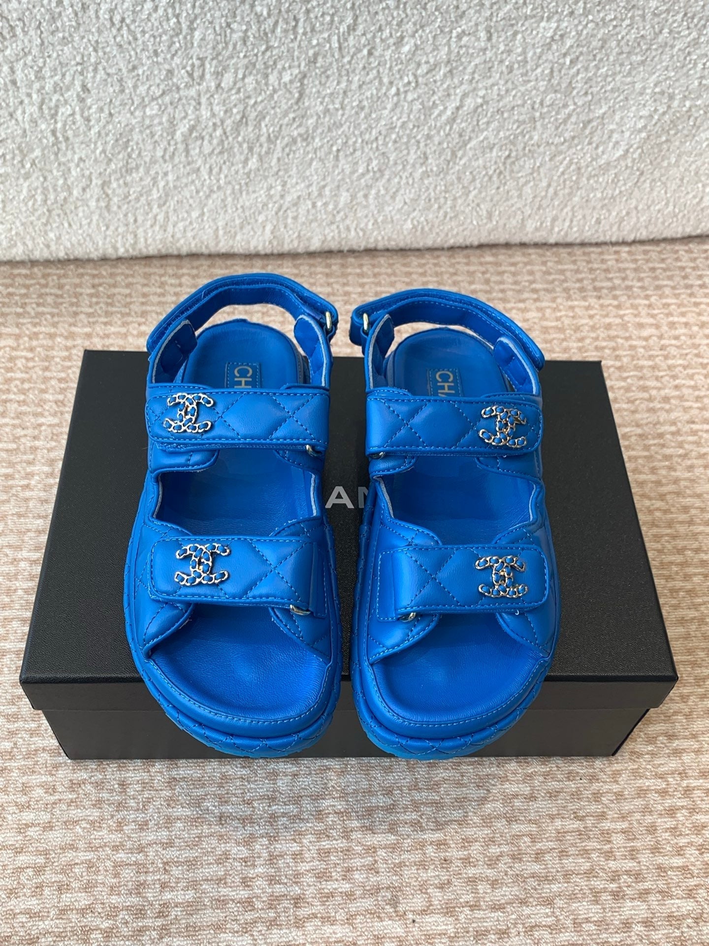 DAD SANDAL IN COBALT BLUE CALFSKIN - 35