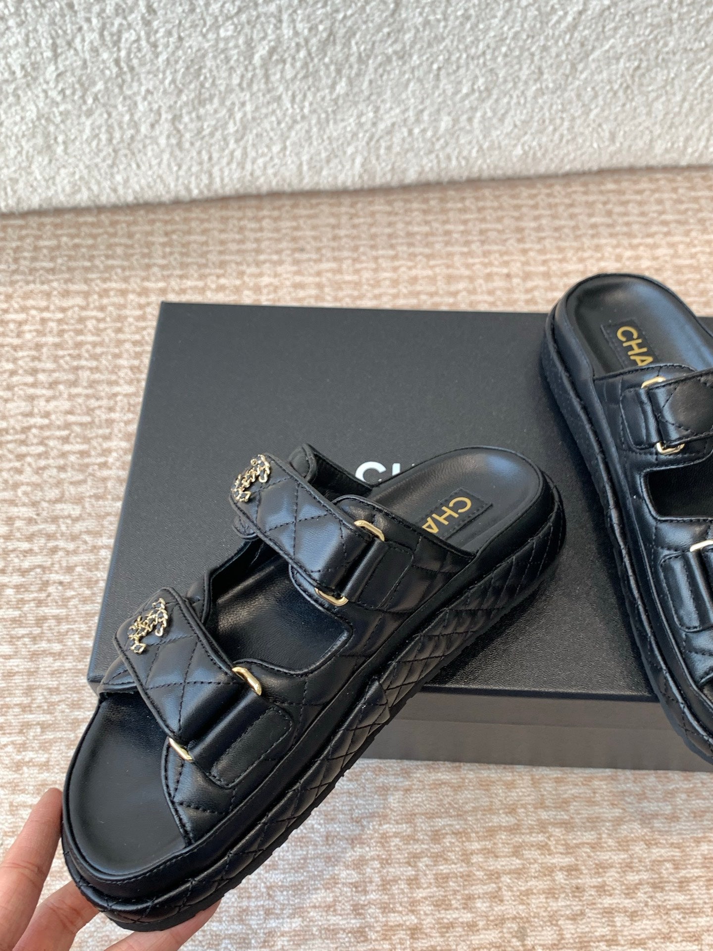 DAD SANDAL IN BLACK CALFSKIN MULE - 35