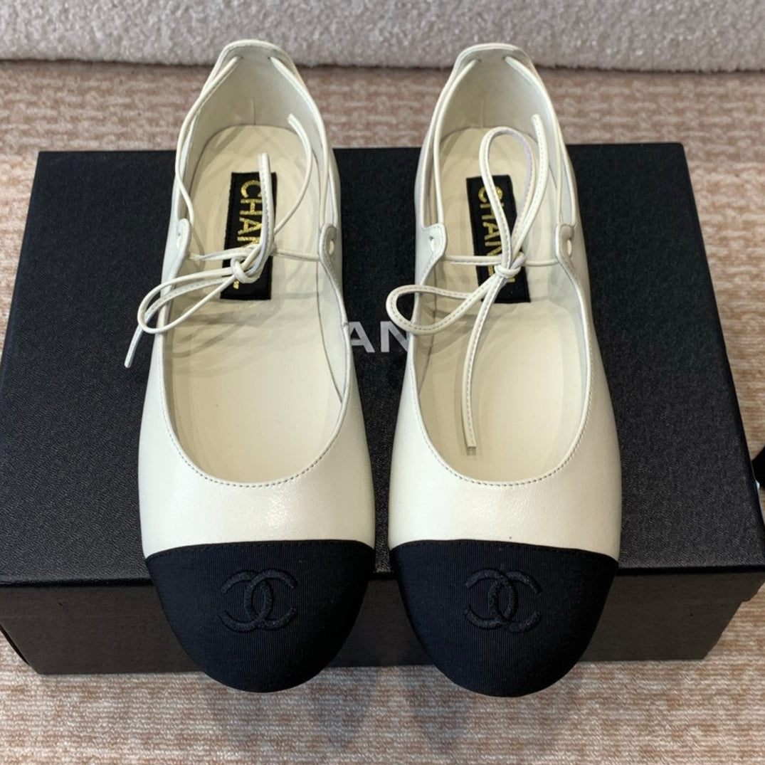 MARY JANE BALLERINA IN WHITE LAMBSKIN - 35