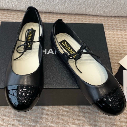 MARY JANE BALLERINA IN BLACK PATENT LAMBSKIN - 35