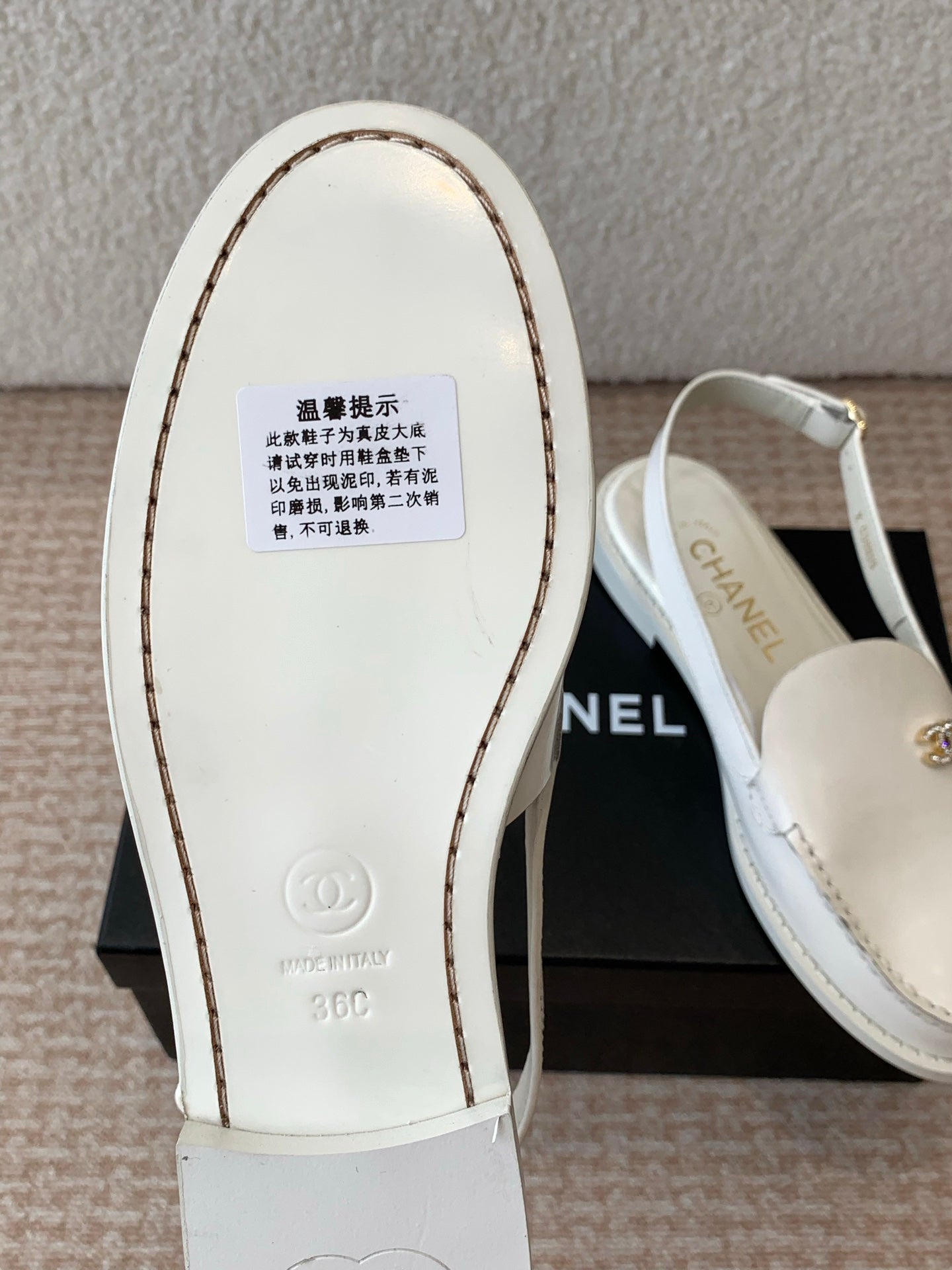 CC MOCCASIN SLINGBACK IN WHITE PATENT CALFSKIN - 35