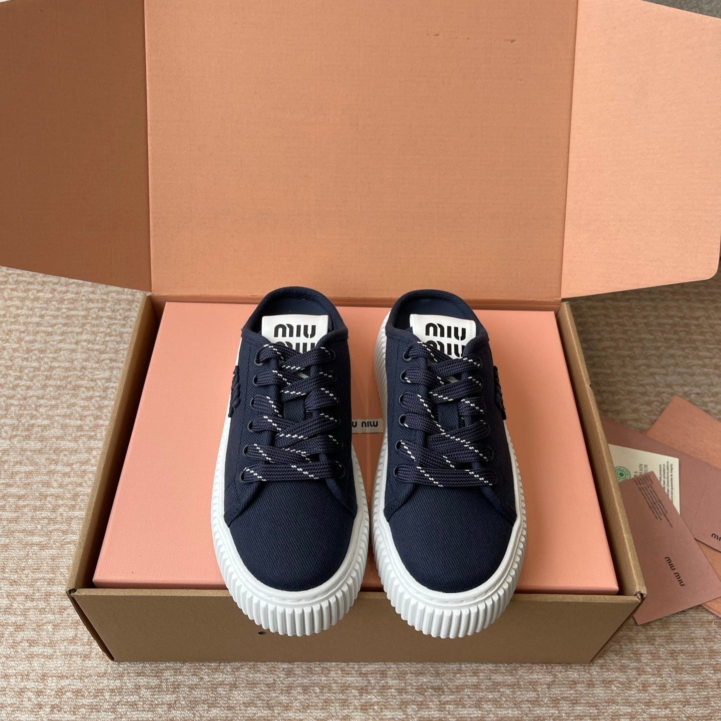 WASH SNEAKER MULES IN DARK NAVY DENIM - 35