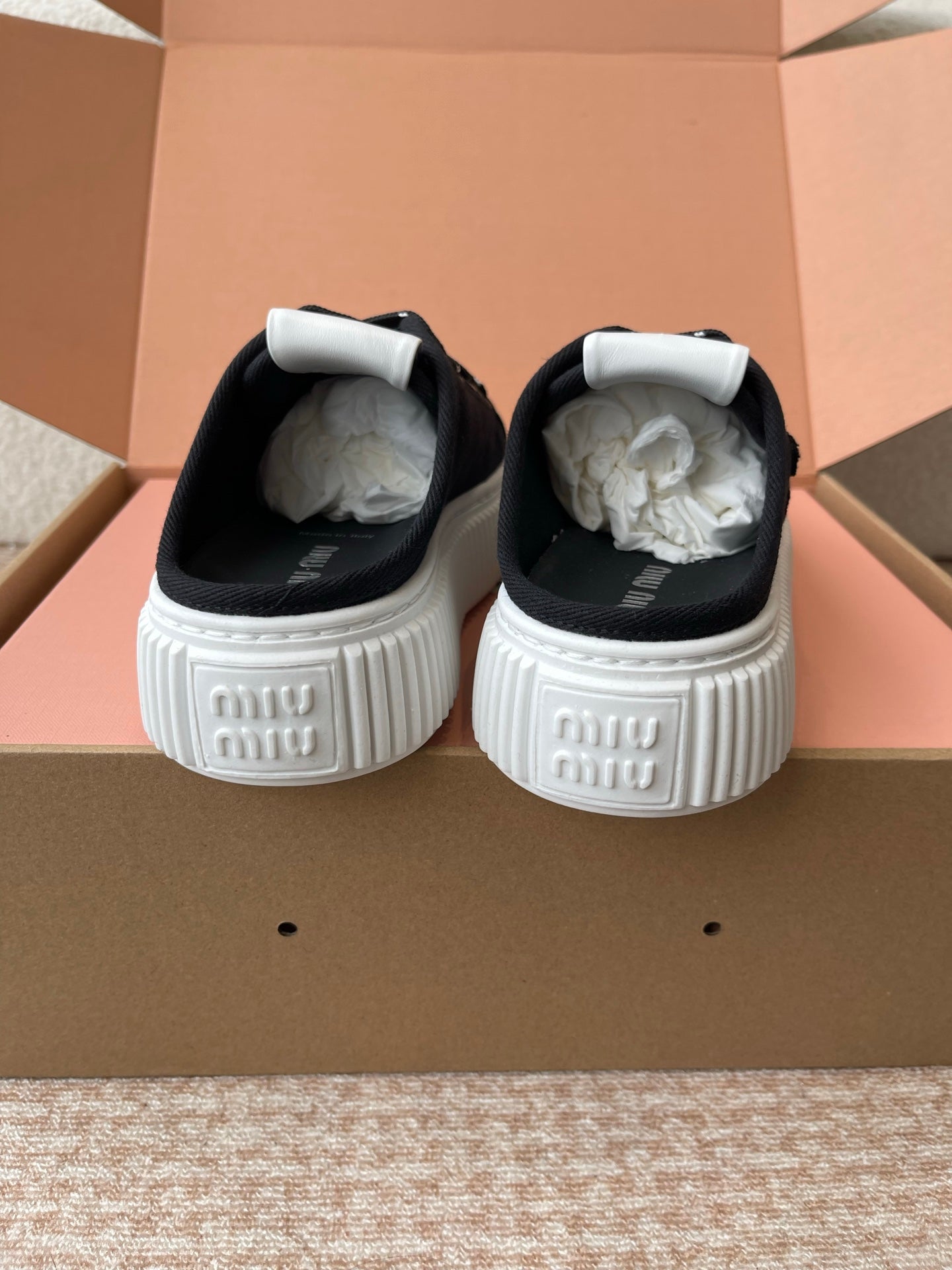 WASH SNEAKER MULES IN BLACK DENIM - 35
