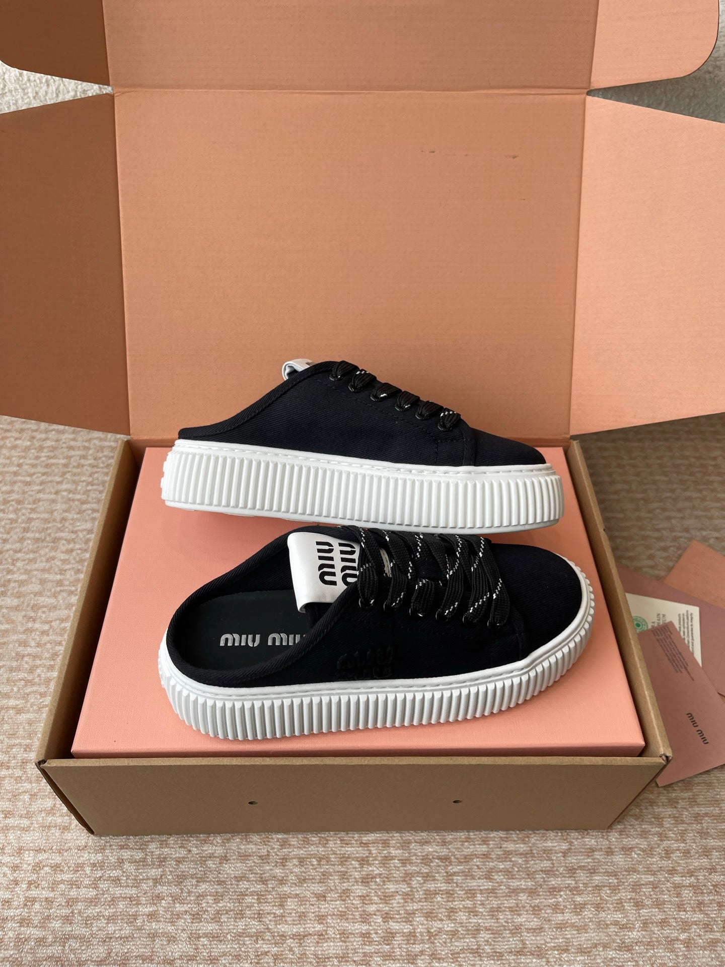 WASH SNEAKER MULES IN BLACK DENIM - 35