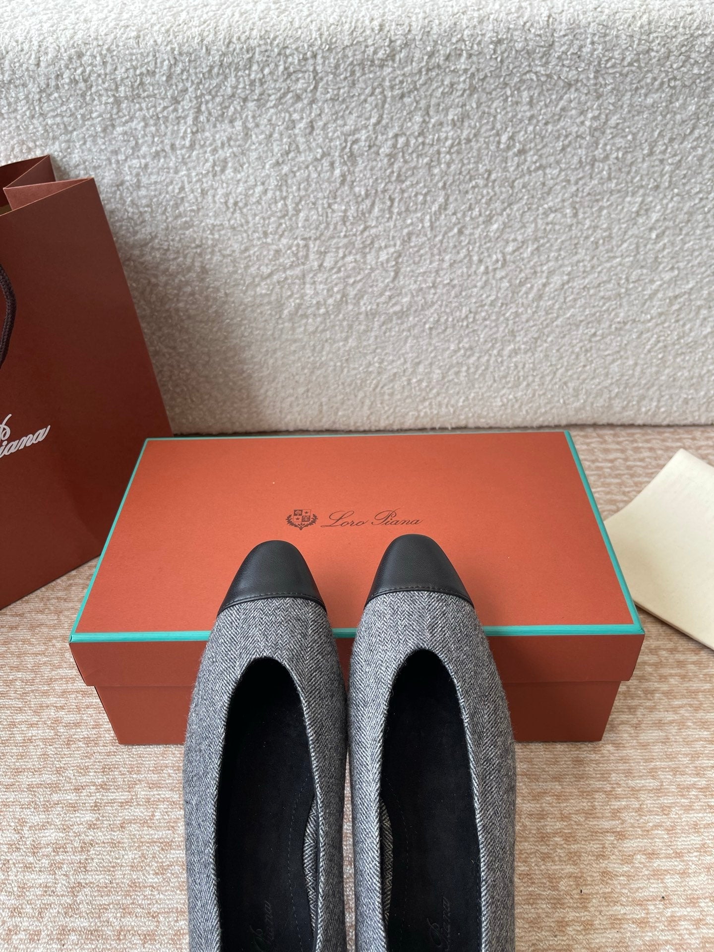 BALLET IN GREY TWEED MIX BLACK LAMBSKIN - 35