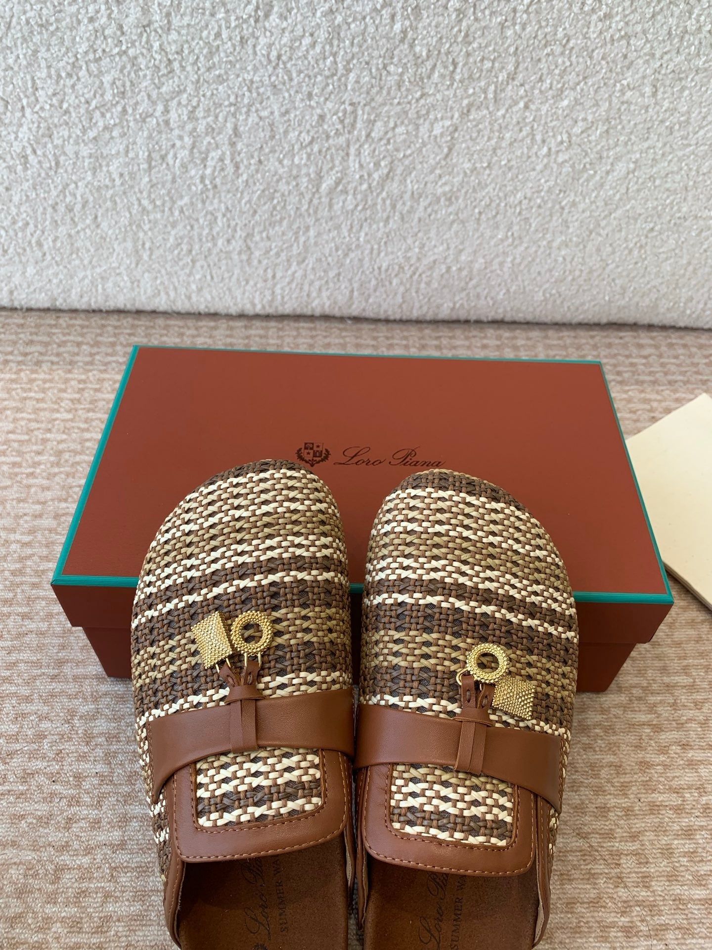 BUBBLE IN MULTICOLOR RAFFIA MIX BROWN LAMBSKIN GOLD HARDWARE - 35