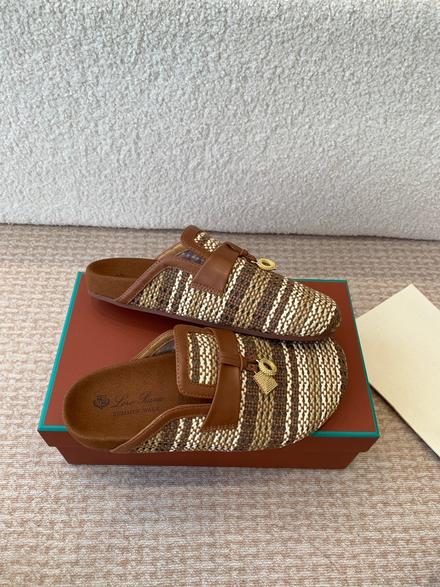 BUBBLE IN MULTICOLOR RAFFIA MIX BROWN LAMBSKIN GOLD HARDWARE - 35