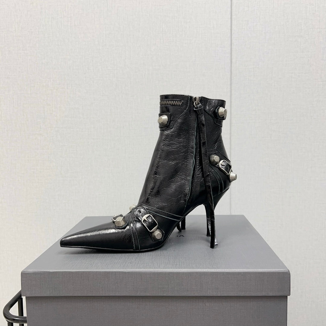 CAGOLE HIGH BOOTS IN BLACK LAMBSKIN - 34