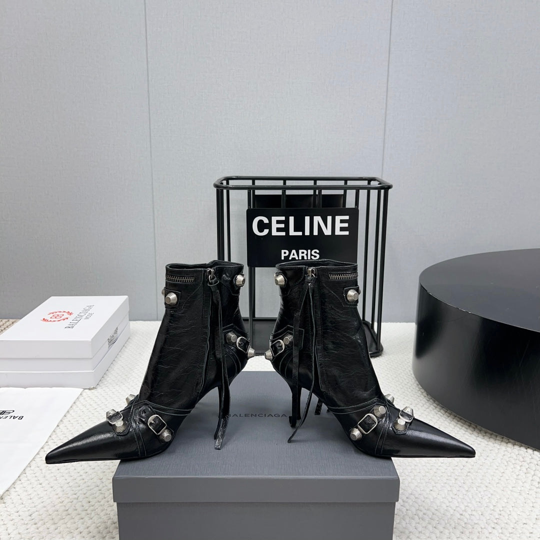 CAGOLE HIGH BOOTS IN BLACK LAMBSKIN - 34