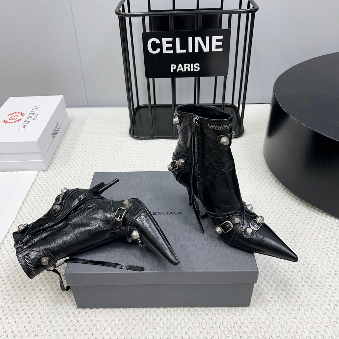 CAGOLE HIGH BOOTS IN BLACK LAMBSKIN - 34