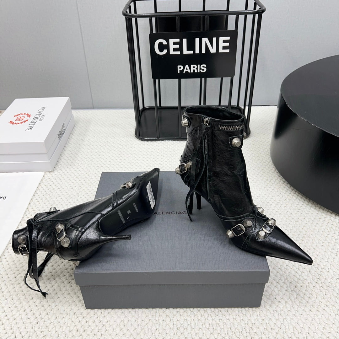 CAGOLE HIGH BOOTS IN BLACK LAMBSKIN - 34