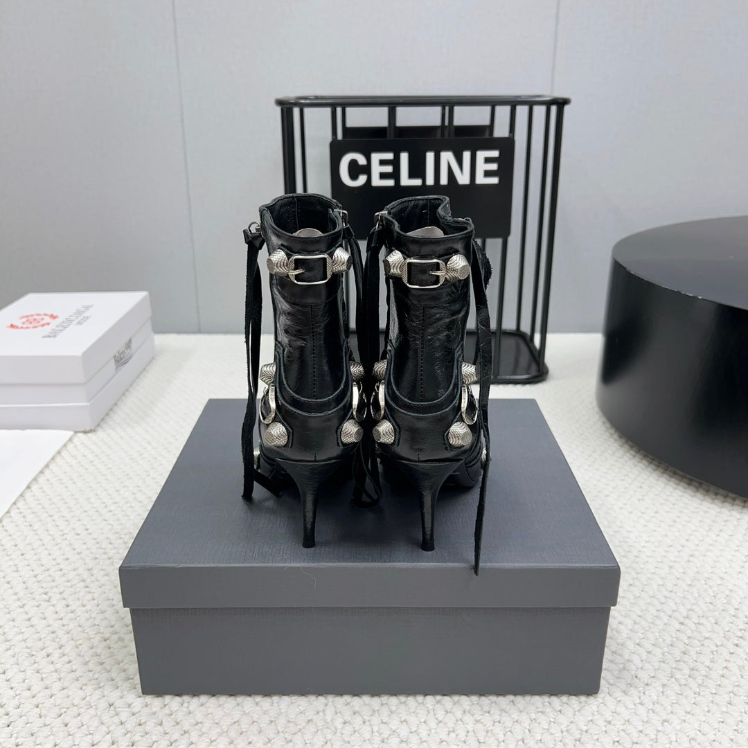 CAGOLE HIGH BOOTS IN BLACK LAMBSKIN - 34