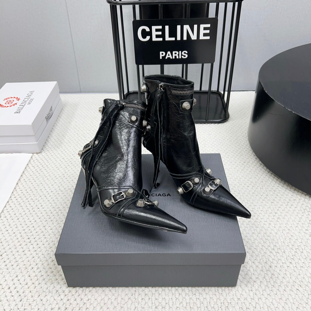 CAGOLE HIGH BOOTS IN BLACK LAMBSKIN - 34
