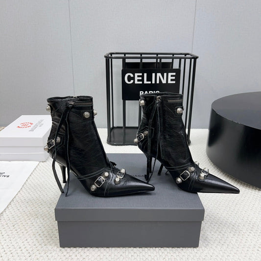 CAGOLE HIGH BOOTS IN BLACK LAMBSKIN - 34