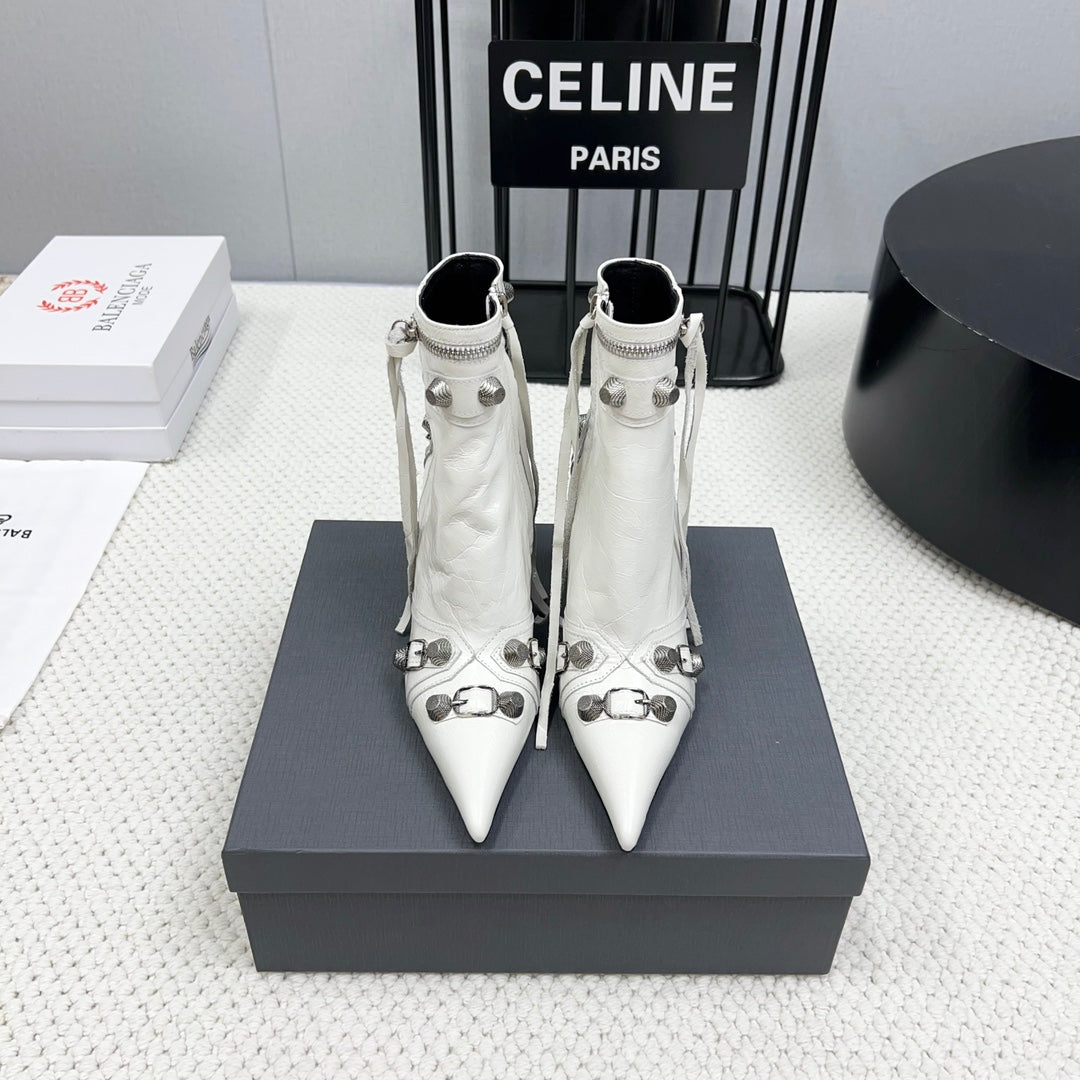 CAGOLE HIGH BOOTS IN WHITE LAMBSKIN - 34