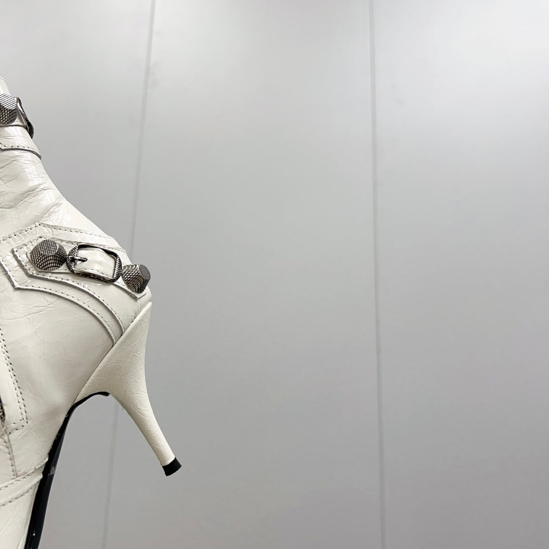 CAGOLE HIGH BOOTS IN WHITE LAMBSKIN - 34