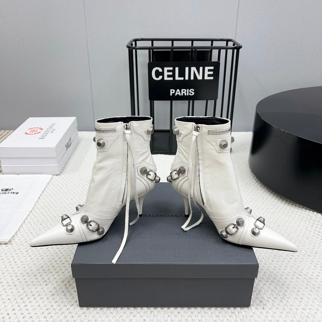 CAGOLE HIGH BOOTS IN WHITE LAMBSKIN - 34