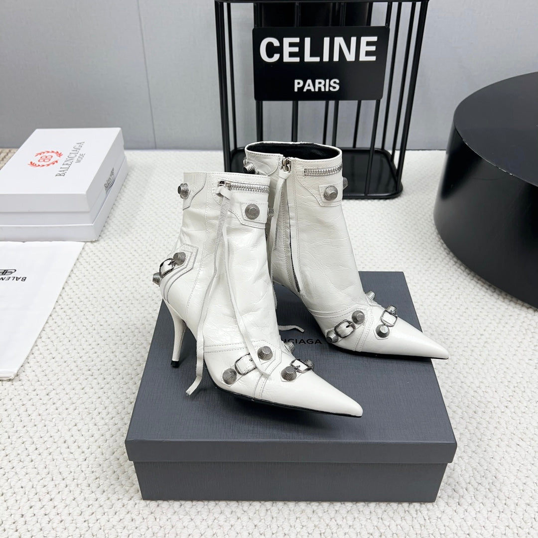 CAGOLE HIGH BOOTS IN WHITE LAMBSKIN - 34