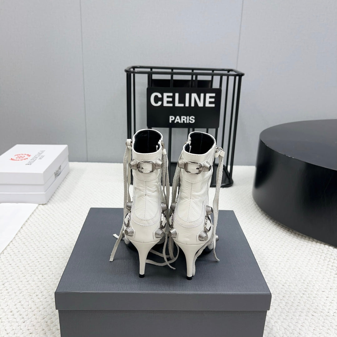 CAGOLE HIGH BOOTS IN WHITE LAMBSKIN - 34