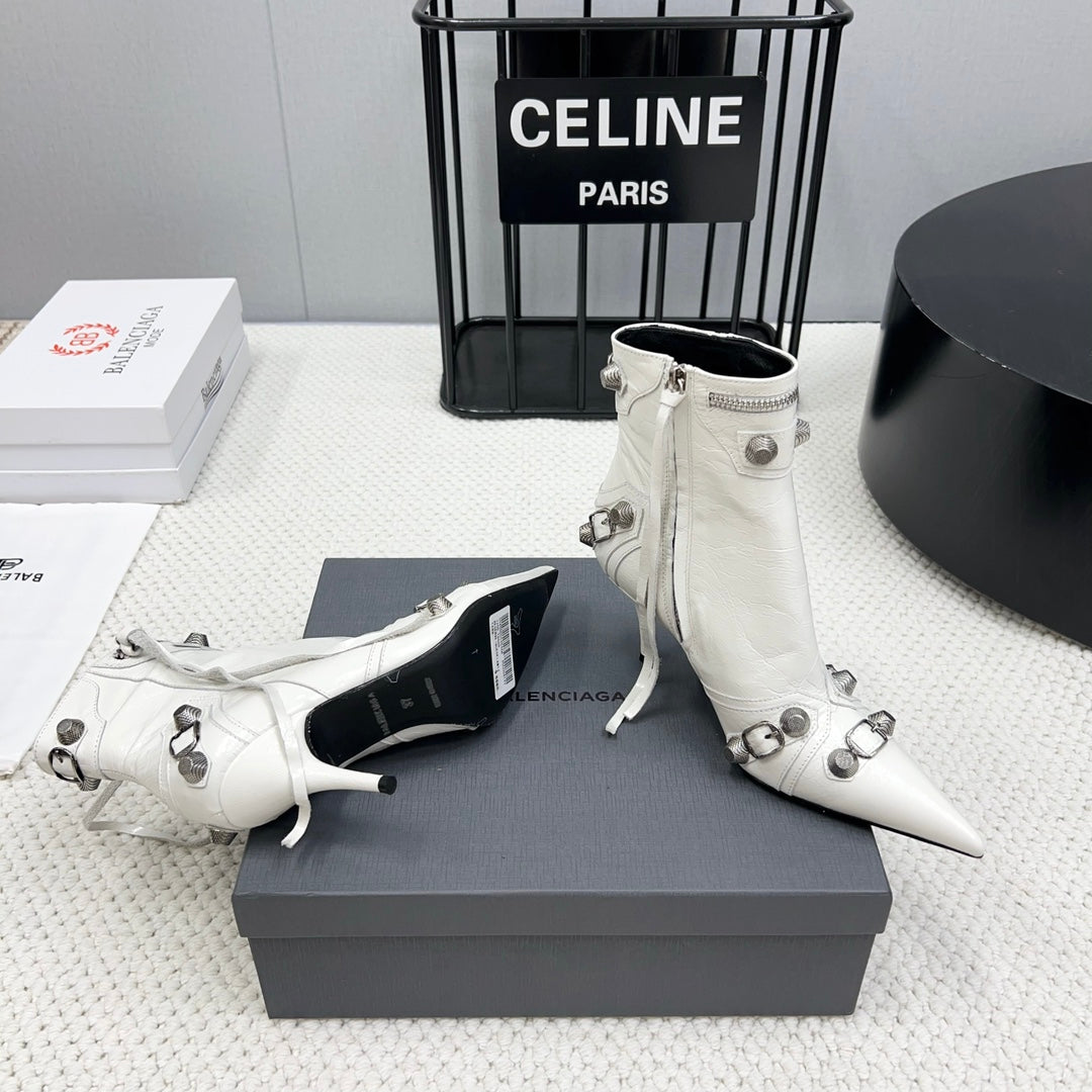 CAGOLE HIGH BOOTS IN WHITE LAMBSKIN - 34