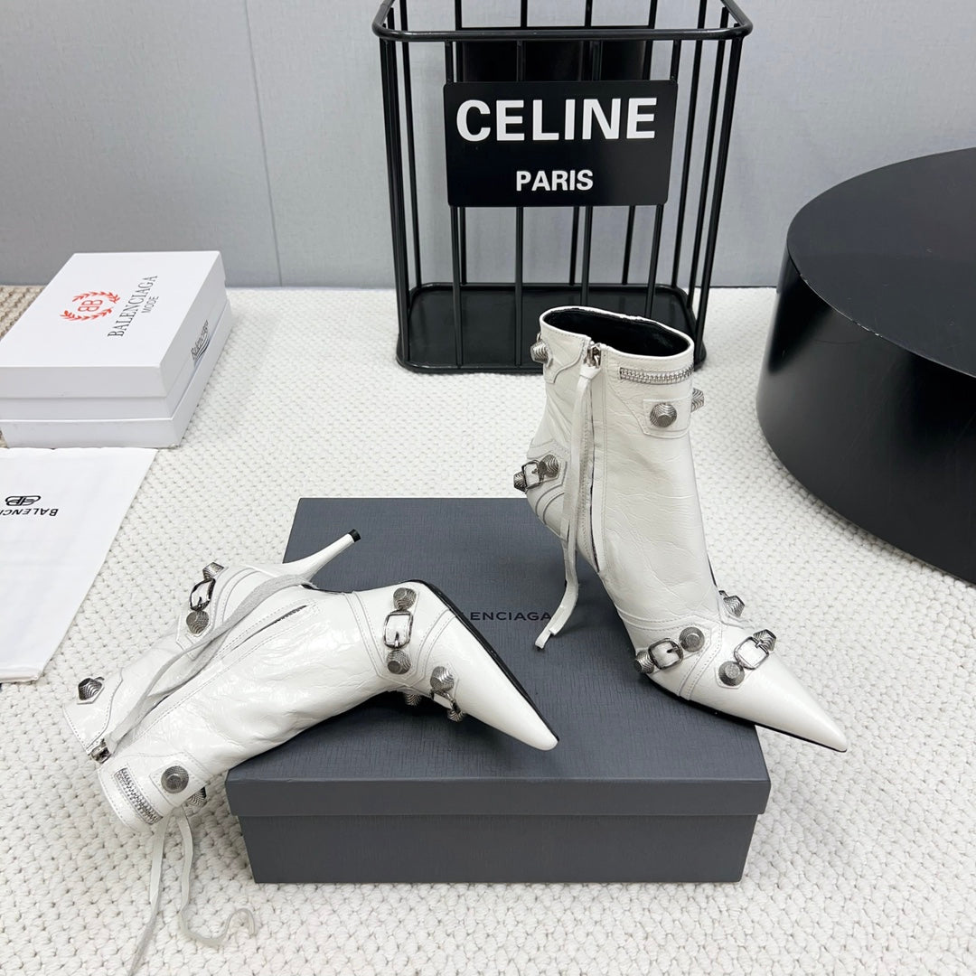 CAGOLE HIGH BOOTS IN WHITE LAMBSKIN - 34