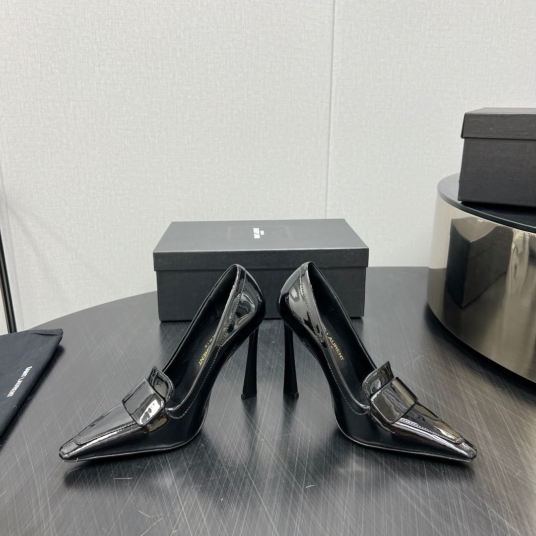 D'ORSAY PUMPS IN BLACK GLOSSY CALFSKIN - 34