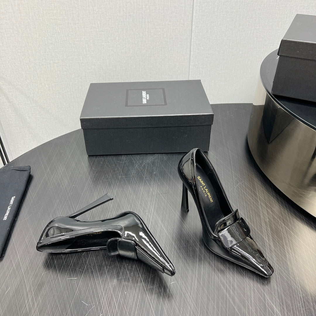 D'ORSAY PUMPS IN BLACK GLOSSY CALFSKIN - 34