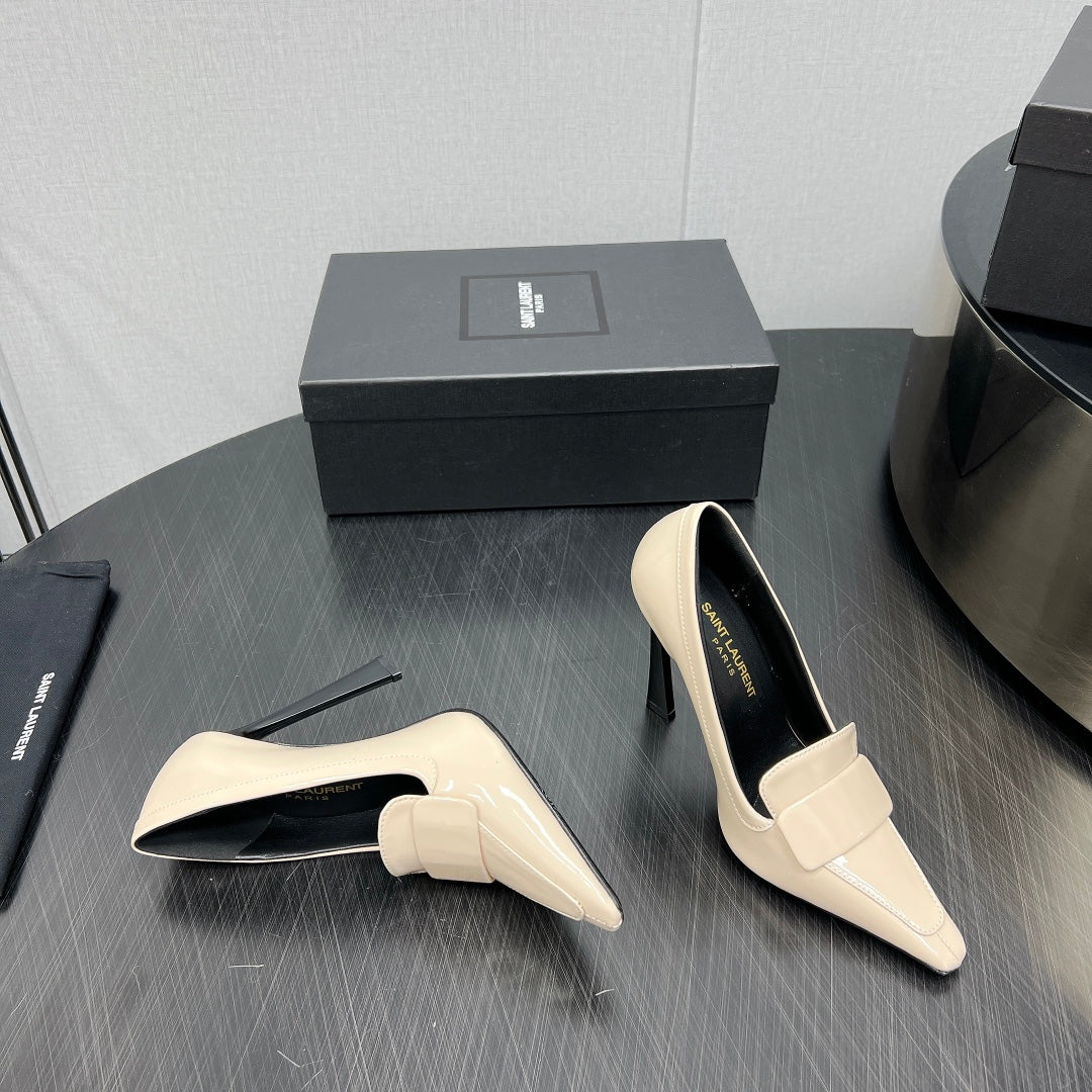 D'ORSAY PUMPS IN CREAM GLOSSY CALFSKIN - 34