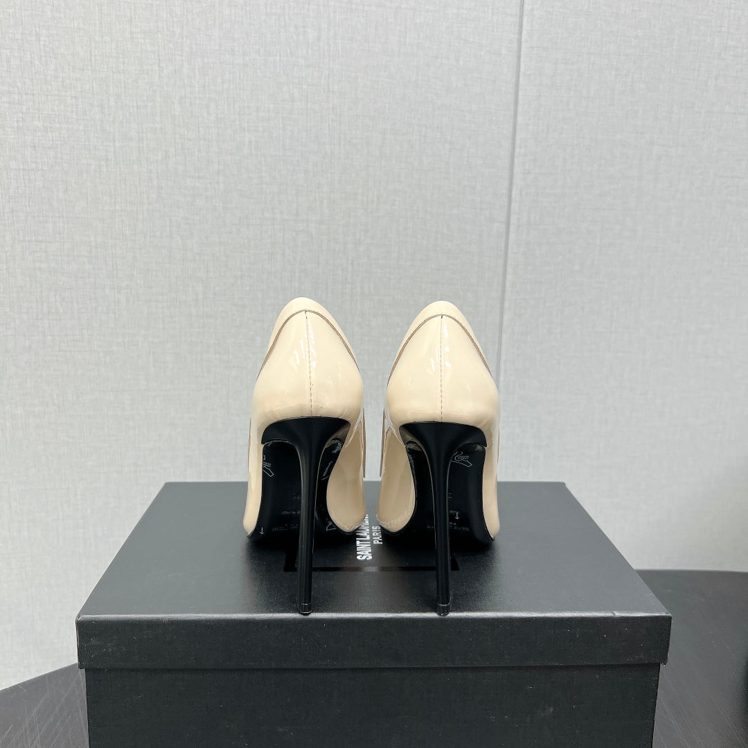 D'ORSAY PUMPS IN CREAM GLOSSY CALFSKIN - 34