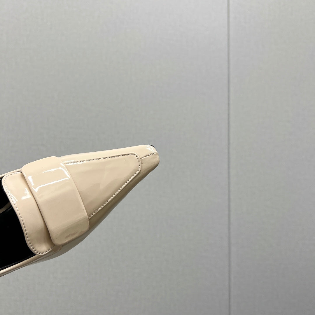 D'ORSAY PUMPS IN CREAM GLOSSY CALFSKIN - 34
