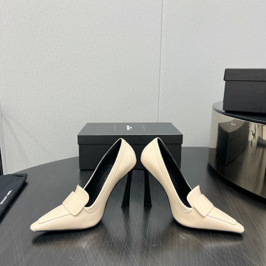 D'ORSAY PUMPS IN CREAM GLOSSY CALFSKIN - 34