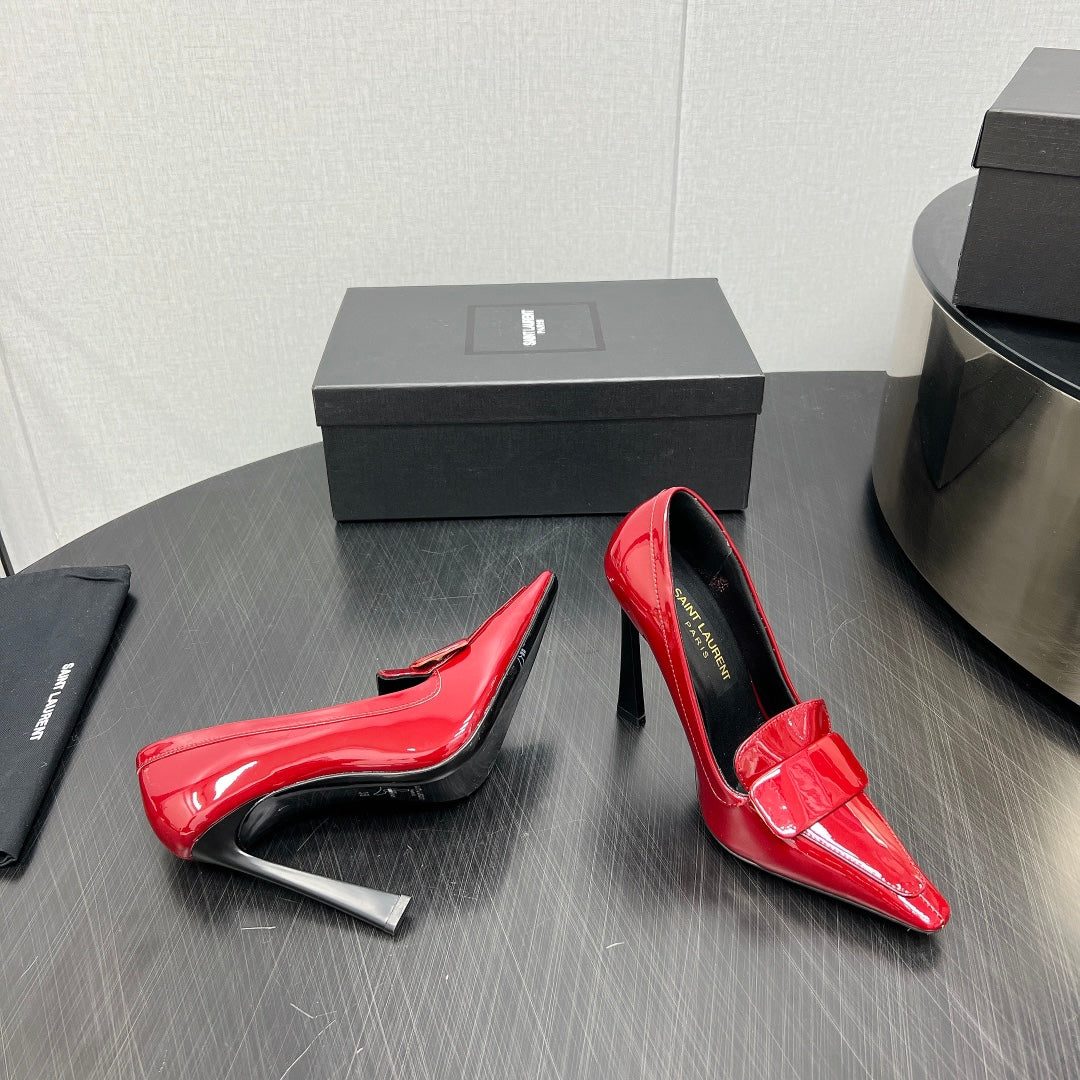 D'ORSAY PUMPS IN RED GLOSSY CALFSKIN - 34
