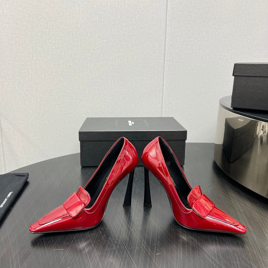 D'ORSAY PUMPS IN RED GLOSSY CALFSKIN - 34
