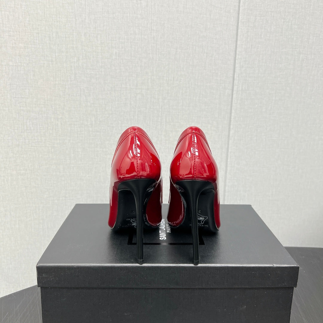 D'ORSAY PUMPS IN RED GLOSSY CALFSKIN - 34