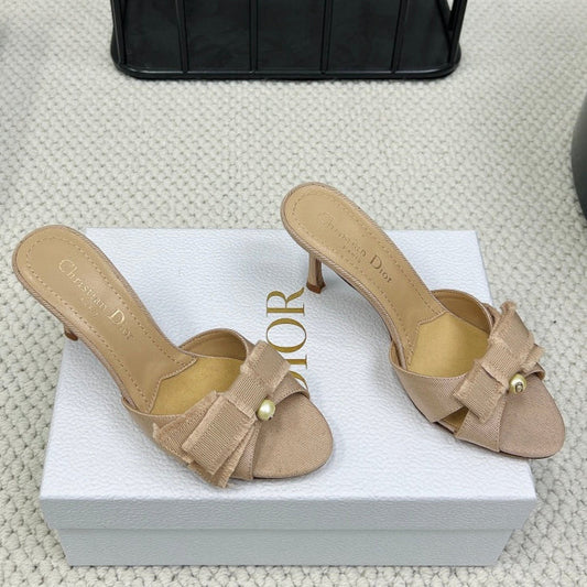 HIGH ADIORABLE MULE IN BISQUE BEIGE FABRIC - 35