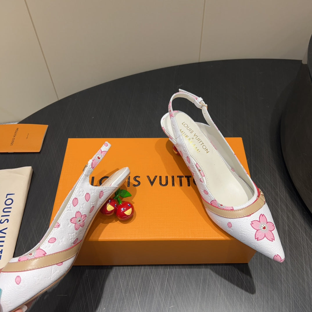 LV HIGH SLINGBACK 25S 55 MM IN WHITE CALFSKIN - 35