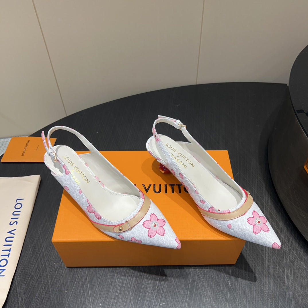 LV HIGH SLINGBACK 25S 55 MM IN WHITE CALFSKIN - 35