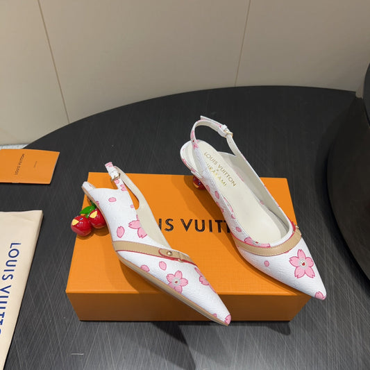 LV HIGH SLINGBACK 25S 55 MM IN WHITE CALFSKIN - 35