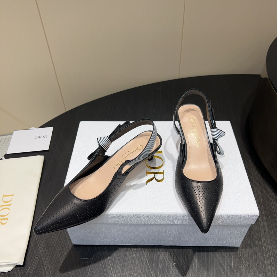 DIOR HIGH SLINGBACK 25S 50 MM IN BLACK CALFSKIN - 35