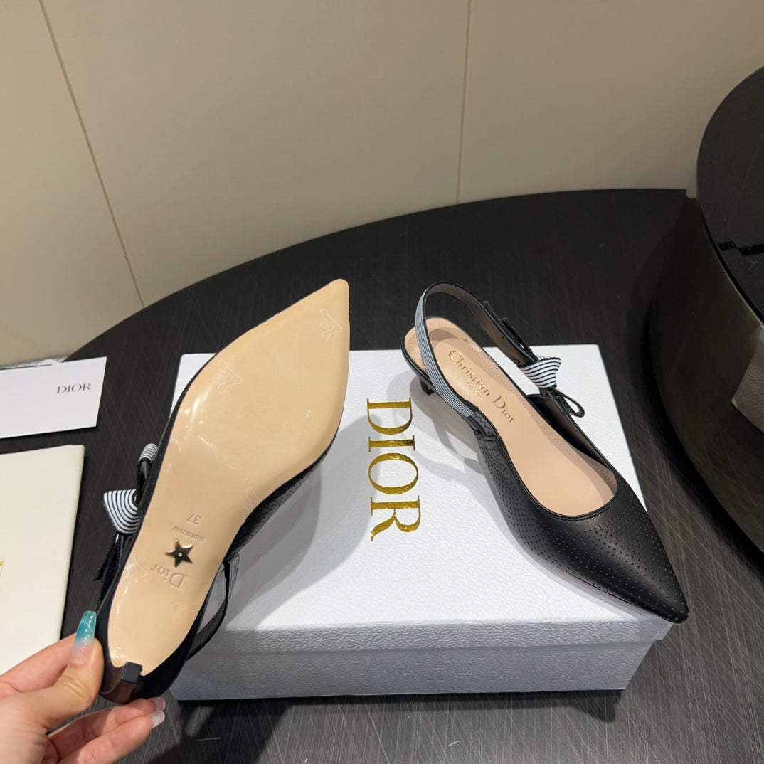 DIOR HIGH SLINGBACK 25S 50 MM IN BLACK CALFSKIN - 35