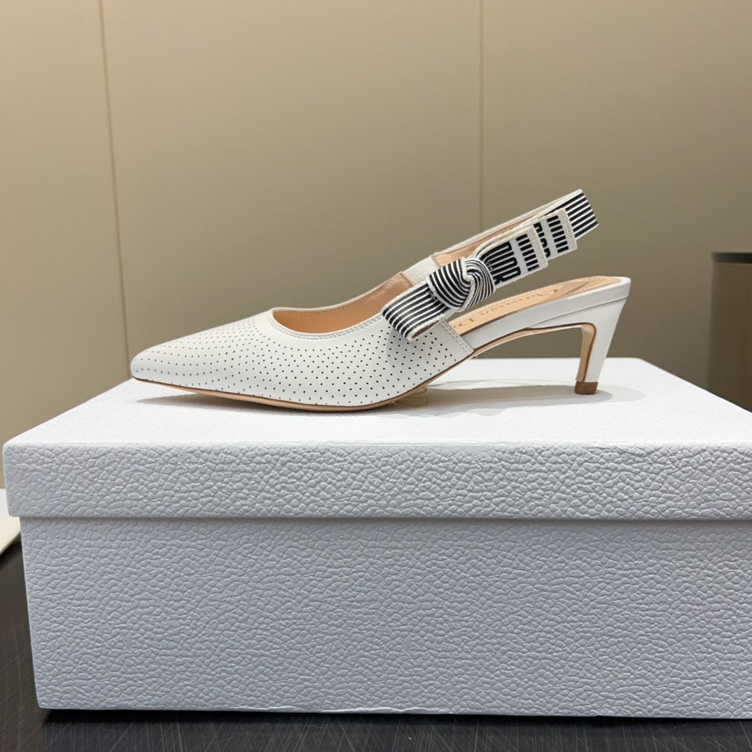 DIOR HIGH SLINGBACK 25S 50 MM IN WHITE CALFSKIN - 35