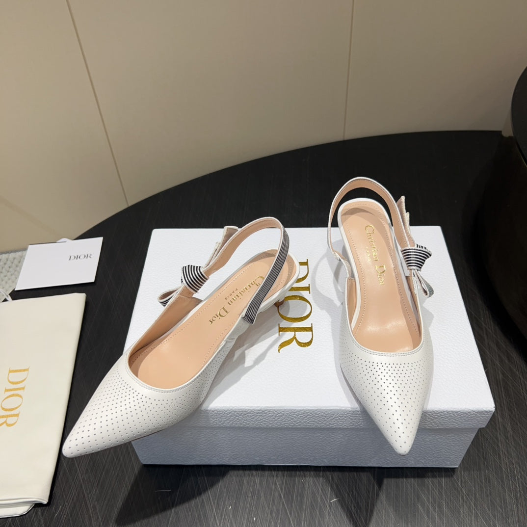 DIOR HIGH SLINGBACK 25S 50 MM IN WHITE CALFSKIN - 35