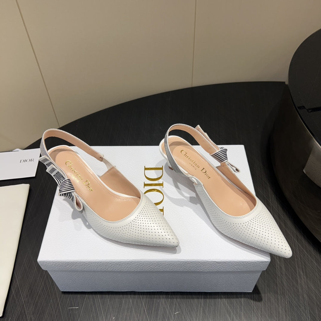 DIOR HIGH SLINGBACK 25S 50 MM IN WHITE CALFSKIN - 35