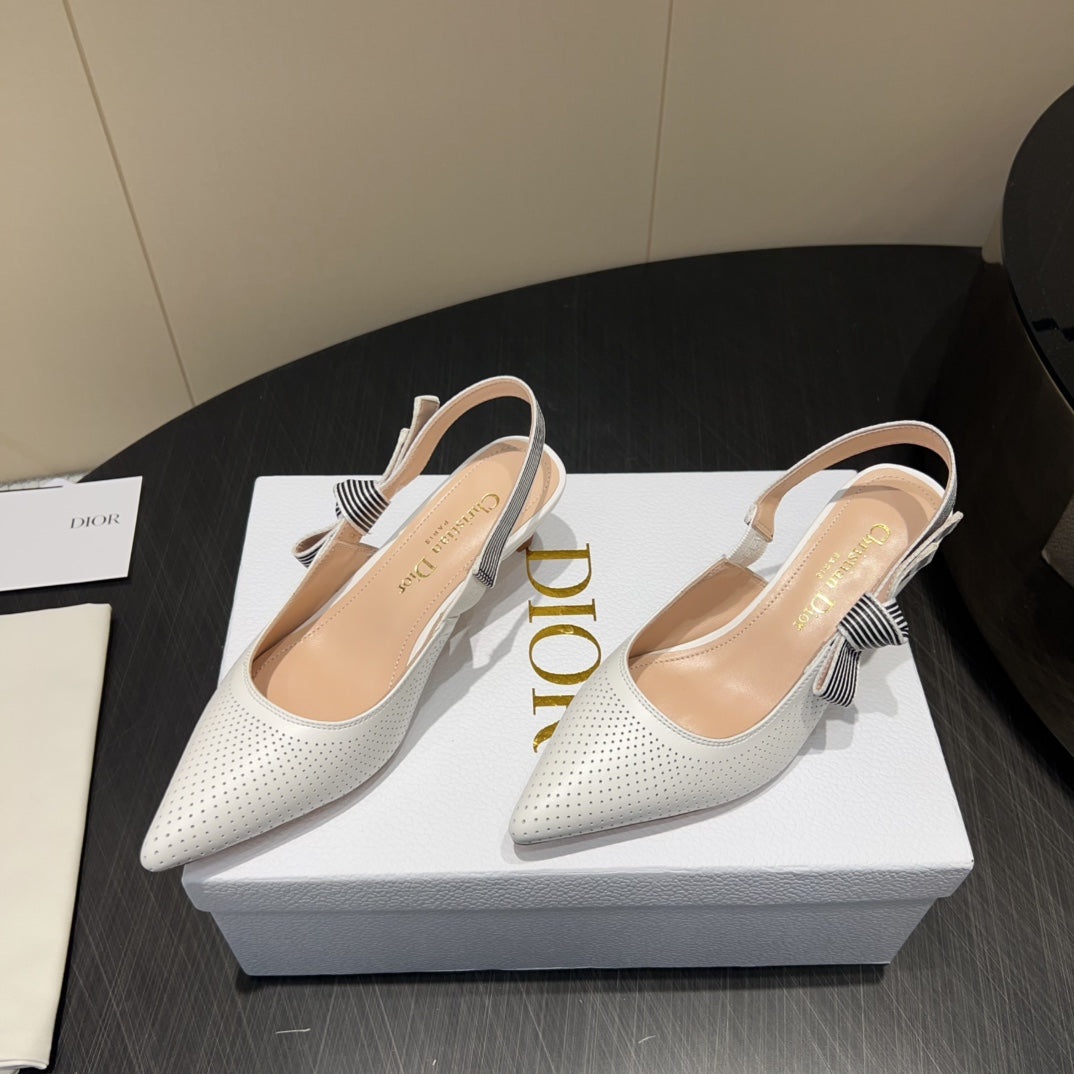 DIOR HIGH SLINGBACK 25S 50 MM IN WHITE CALFSKIN - 35