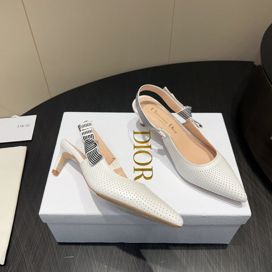 DIOR HIGH SLINGBACK 25S 50 MM IN WHITE CALFSKIN - 35