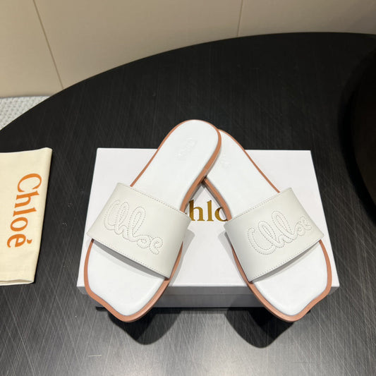 БОСОНІЖКИ CHLOÉ 26S З БІЛОЇ ТЕЛЯЧОЇ ШКІРИ