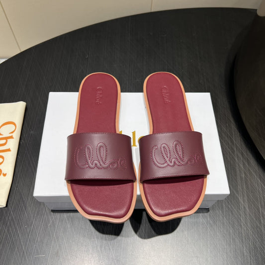 БОСОНІЖКИ CHLOÉ 26S З ТЕМНО-ЧЕРВОНОЇ ТЕЛЯЧОЇ ШКІРИ