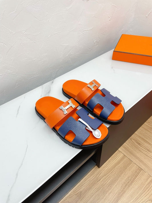 CHYPRE SANDAL LAPIS MIX ORANGE LAMBSKIN WITH H BUCKLE - 34