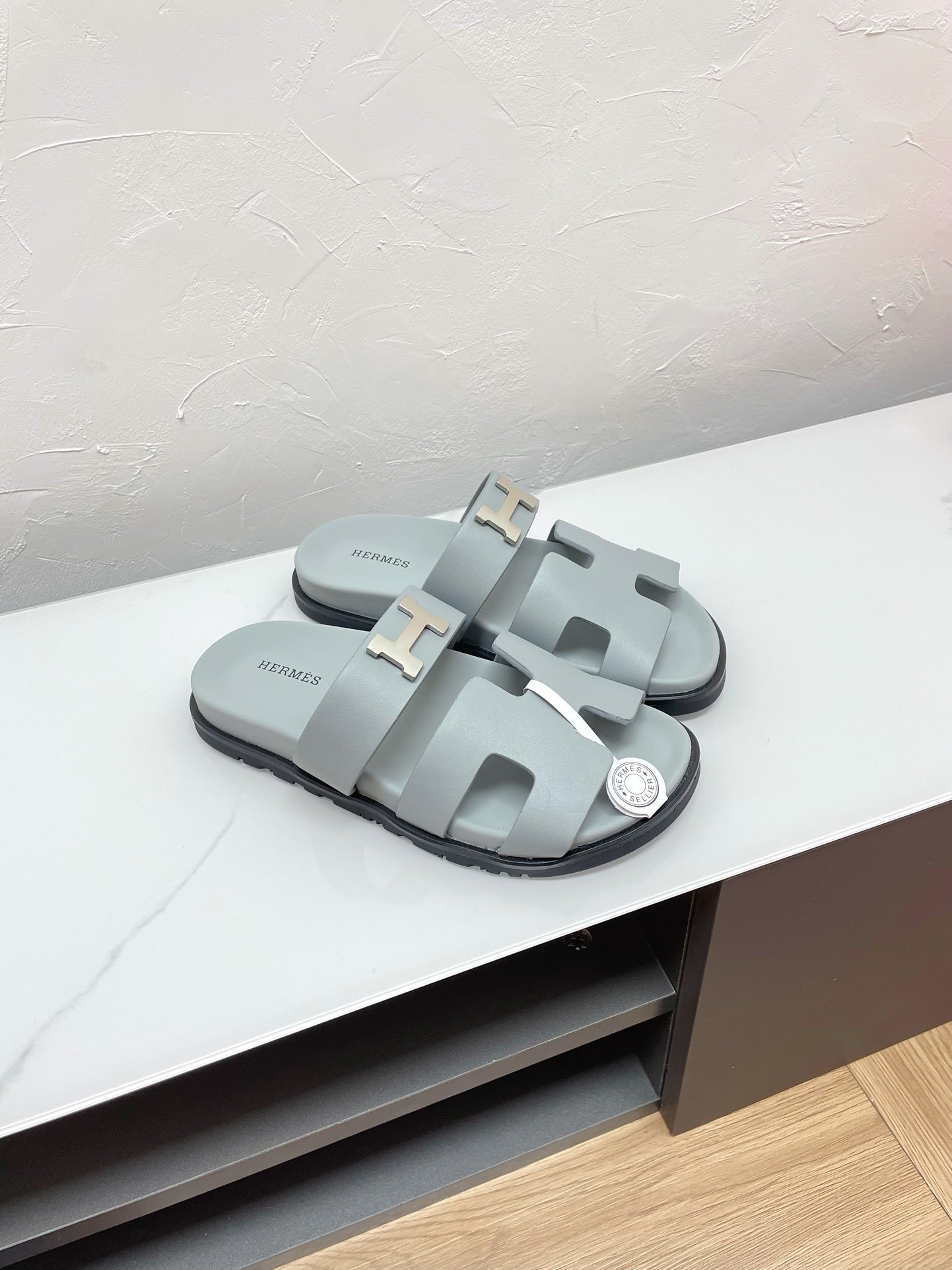 CHYPRE SANDAL PASTEL BLUE LAMBSKIN WITH H BUCKLE - 34